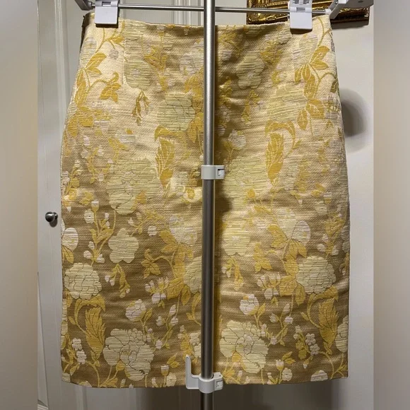 Joe Fresh Yellow and Cream Floral Jacquard Pencil Skirt - Picture 2 of 6